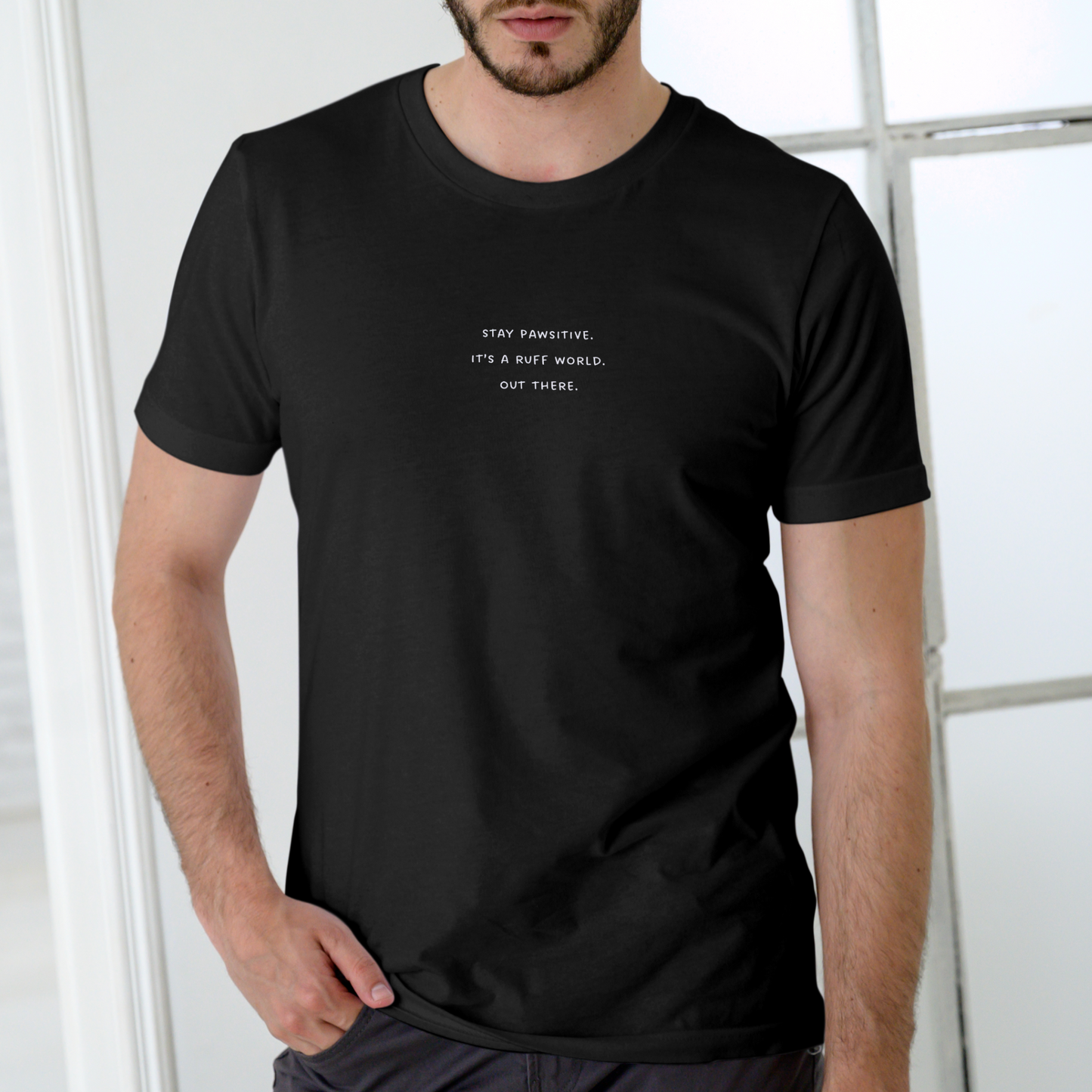 Daily Tee "Stay Pawsitive. It's a Ruff World. Out There." / 6 colors
